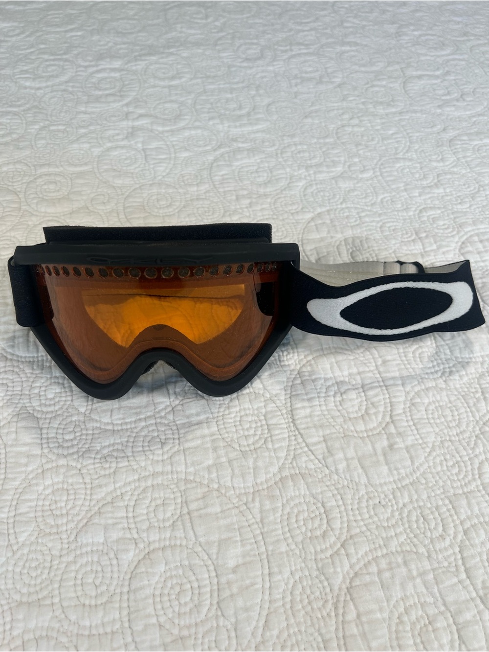 Vintage Oakley E Frame Ski Goggles Black Frame Orange Persimmon Lens Y2K Retro
